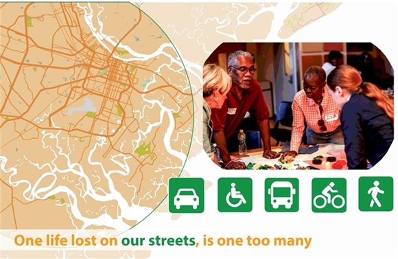 Vision Zero Public Meetings Graphic With Traffic Icons